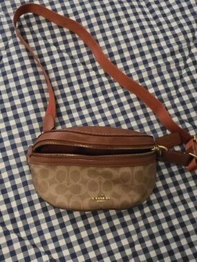 Coach Tan/Brown Signature Canvas Crossbody Belt Bag